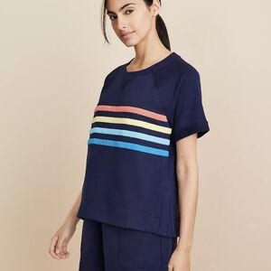 Lou & Grey Striped Cozy Cotton Terry Short Sleeve Sweatshirt XL